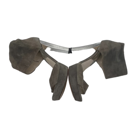 MICHAEL Michael Kors Silver Gray Suede Platform Heels Size 7 1/2 Women's - Picture 7 of 9